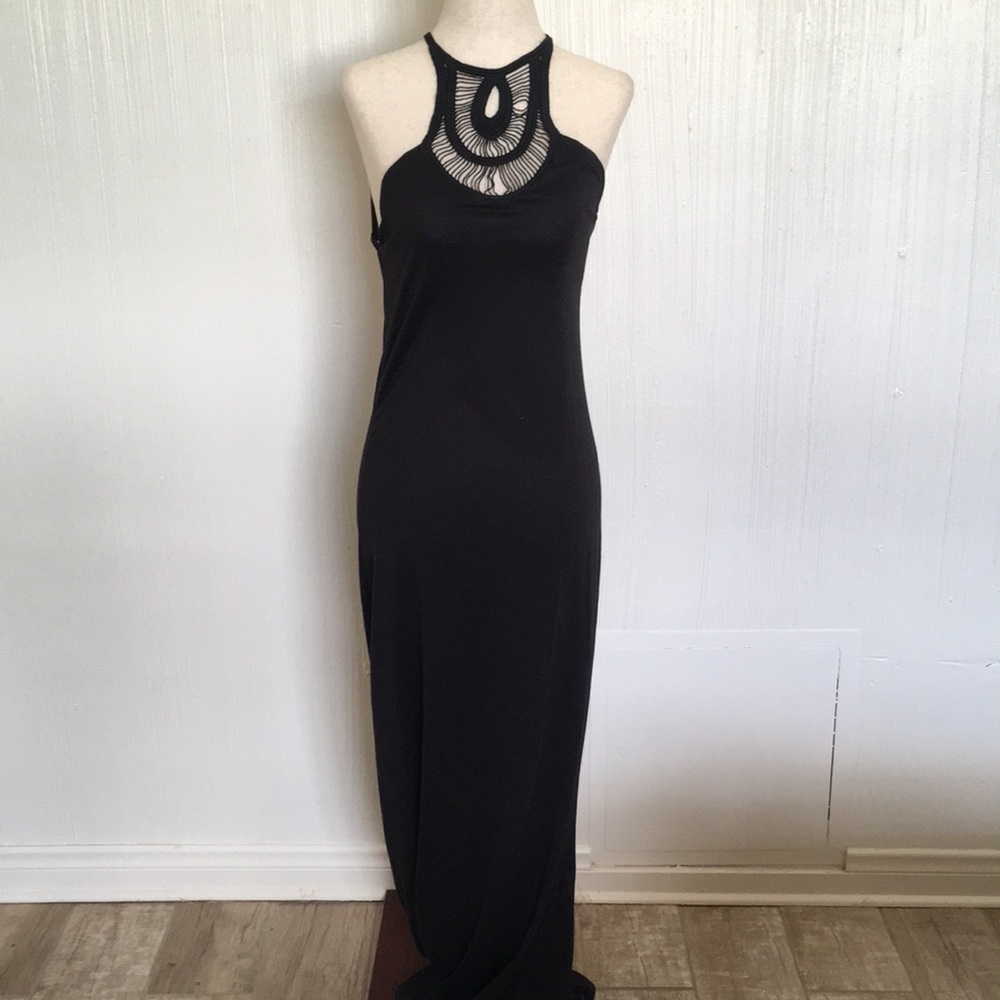 NEW Bettinis  Black Halter Maxi Dress XS Beach Resort Travel Festival Boho